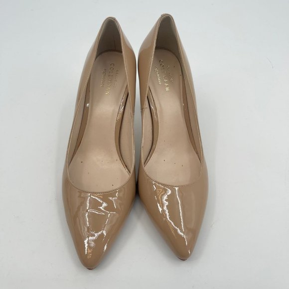 Cole Haan Tan Patent Leather Pumps | Classic Stiletto Heels - Picture 9 of 9